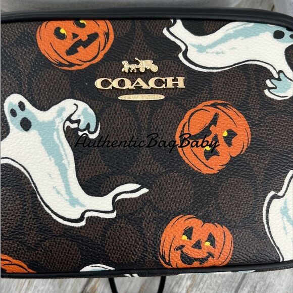 Authentic Coach Mini Jamie Camera Bag In Signature Canvas With Halloween Print - Picture 2 of 12